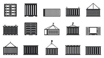 conjunto de iconos de barco de contenedores de carga, estilo simple vector