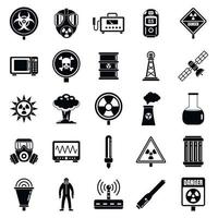 Radiation hazard icons set, simple style vector