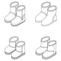 conjunto de iconos de botas de invierno contorno vectorial vector