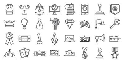 Artificial gamification icons set, outline style vector