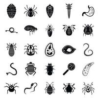 conjunto de iconos de insectos parásitos, estilo simple vector