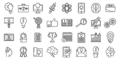 Creativity innovation icons set, outline style vector