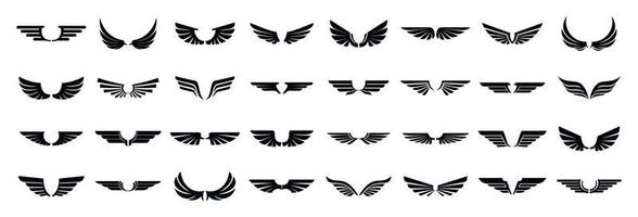 Wings icons set, simple style vector