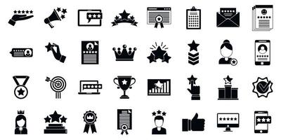 Reputation trophy icons set, simple style vector