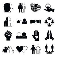 Stop racism icons set, simple style vector