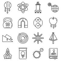 Gravity force icons set, outline style vector