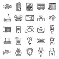 Smart utilities icons set, outline style vector