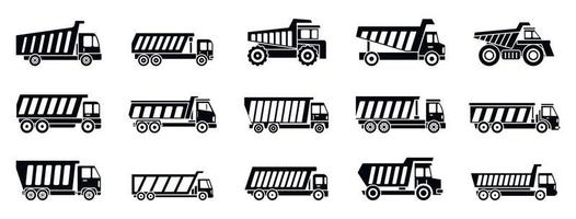 Camión volquete, conjunto de iconos de estilo simple vector