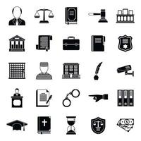 Prosecutor legislative icons set, simple style vector