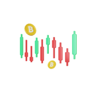 Ilustración de gráfico criptográfico de bitcoin de renderizado 3d png