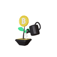 3d rendering bitcoin plant illustration png