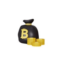 illustration de sac bitcoin rendu 3d png