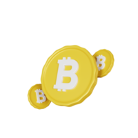 ilustração de moedas de bitcoin de renderização 3d png