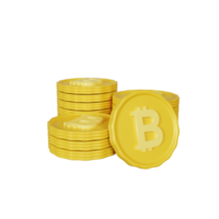 ilustração de pilha de moedas de bitcoin de renderização 3D png