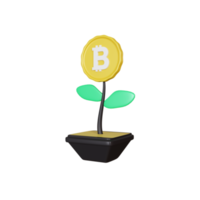 3D-rendering bitcoin växtillustration png