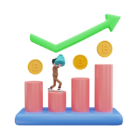 3d-rendering bitcoin wachsen diagrammillustration auf png