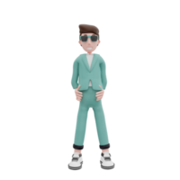 Homme d'affaires de rendu 3d debout et mains sur la pose de taille png