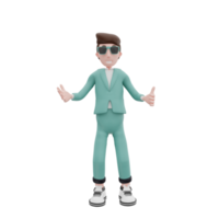 Pose de chat de hombre de negocios de renderizado 3d png