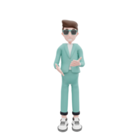 3d rendering Business man chatting pose png