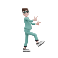 ilustração de pose engraçada de empresário de renderização 3D png