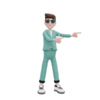 3d rendering businessman pointing to the left png