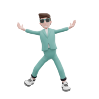 3d rendering businessman jump pose png