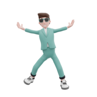 3D-rendering zakenman springen pose png