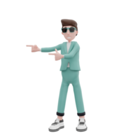 3d rendering businessman pointing to the right pose png