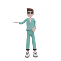 3d rendering businessman raising his hand to the right pose png