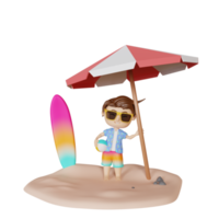 3d rendering cute boy is standing in summer png