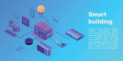 Smart building concept banner, isometric style vector