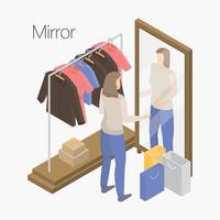 Mirror concept banner, isometric style vector