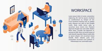 Workspace concept banner, isometric style vector