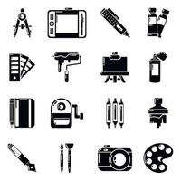 Design and drawing tools icons set, simple style vector