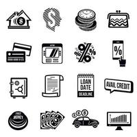 conjunto de iconos de crédito de préstamo, estilo simple vector