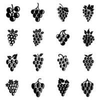 Conjunto de iconos de logotipo de vino de fruta de uva, estilo simple vector