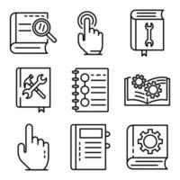 User guide icons set, outline style vector