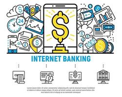 Fondo de concepto de banca por Internet de dinero, estilo de esquema vector