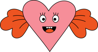 Funny cartoon character  heart with wings png