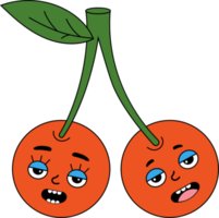 Groovy element funky cherries with funny faces png