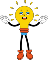 Funny cartoon character  light bulb with hands and feet png