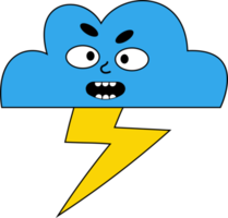 Funny cartoon character  cloud with lightning png