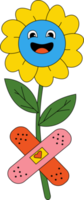 divertente personaggio dei cartoni animati flower power con patch