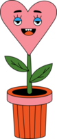 elemento maravilloso corazón de planta de maceta funky con cara graciosa png