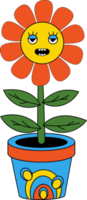 divertido personaje de dibujos animados flower power en maceta png