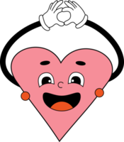 Funny cartoon character  funky heart with gloved hands png