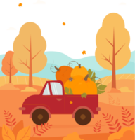 camion citrouille sur la nature d'automne png