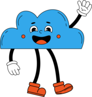 divertente personaggio dei cartoni animati nuvola con mani e piedi guantati png