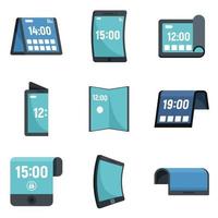 Flexible display icons set flat vector isolated