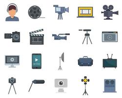 Cameraman icons set flat vector isolated